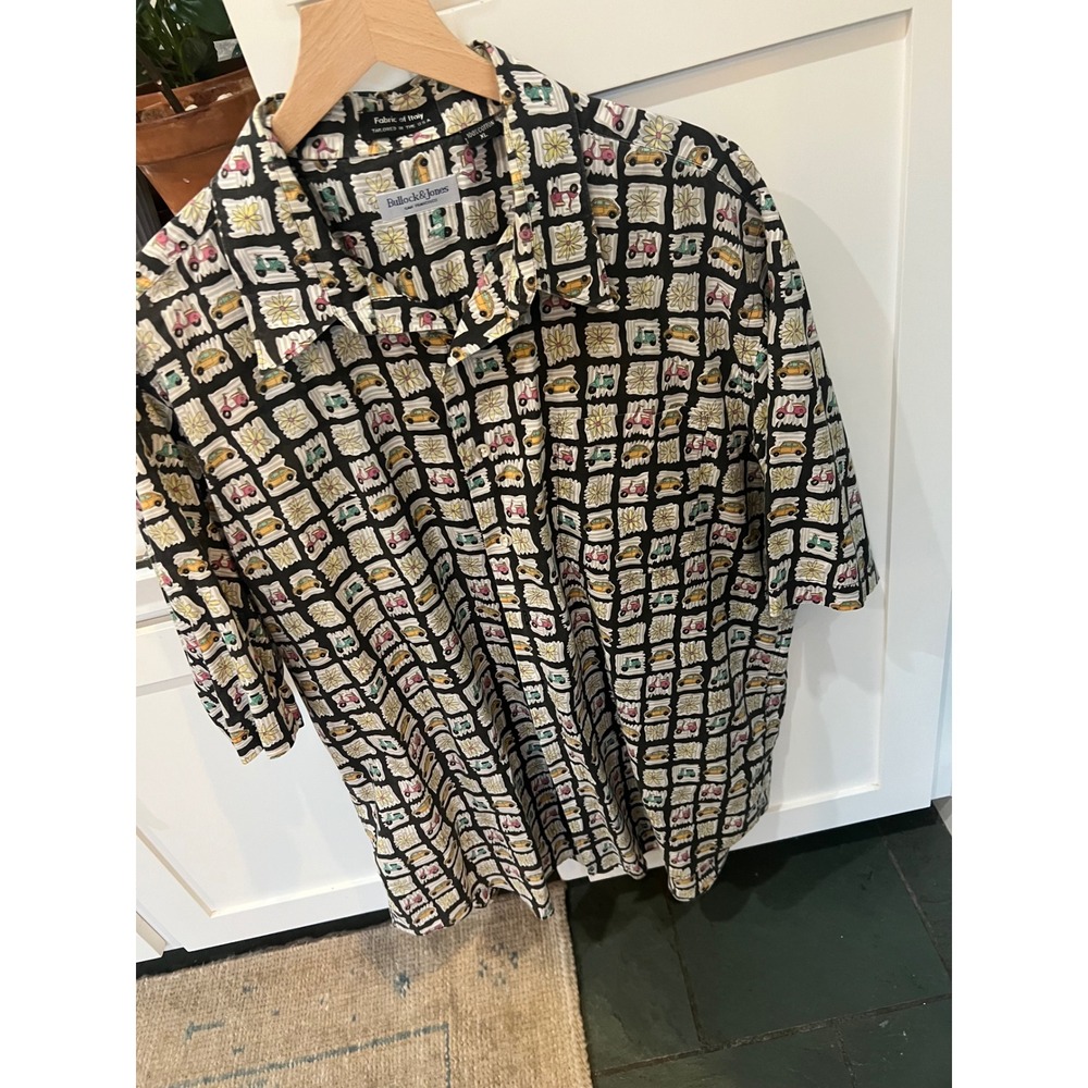 Bullock & Jones Mens XL Vintage Italian Cotton MCM Vespa Car Shirt